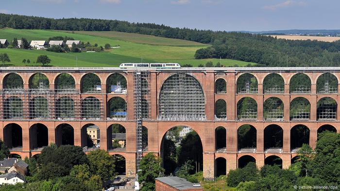 The many archways of the brick-built Göltzch Viaduct in Saxony