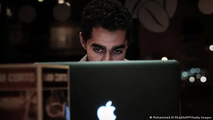 A Bahraini man browses the internet on his laptop in a coffee shop in the capital Manama on January 29, 2013. Twitter's unmatched platform for public opinion is emboldening Gulf Arabs to exchange views on delicate issues in the deeply conservative region, despite strict censorship that controls old media. AFP PHOTO/MOHAMMED AL-SHAIKH (Photo credit should read MOHAMMED AL-SHAIKH/AFP/Getty Images)