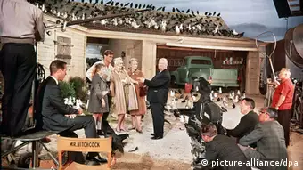 Drehszene zu dem Film Die Vögel (1963)