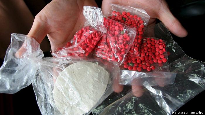 Samples of heroin and methamphetamines produce in Myanmar's Golden Triangle, seized in 2005