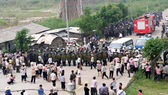Massenprotest in Taishicun Provinz Guangdong