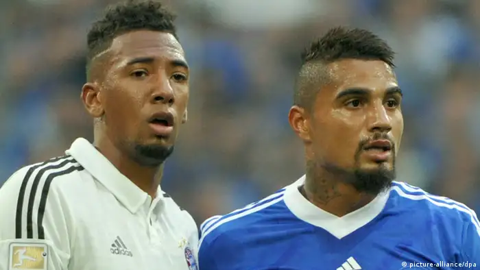 Bayern Munich thumped Schalke 4-0 in Saturday's later game, meaning the bragging rights in the Boateng family belonged to the former's Jerome (right) rather than the latter's Kevin-Prince. Photo: dpa
