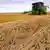 Комбайн собирает урожай пшеницы в Канаде