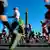 Berlin marathon runners pass the Victory Column