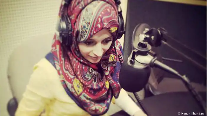 Hanan Khandagji at a radio station (photo: Hanan Khandagji).