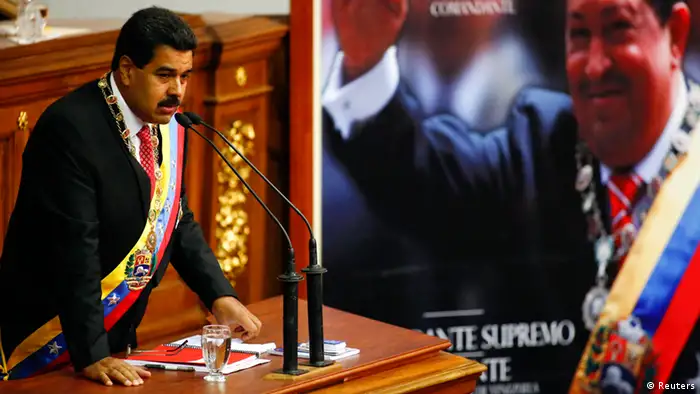 Venezuelan President Nicolas Maduro speaks at the National Assembly in Caracas October 8, 2013. Maduro was going to parliament on Tuesday to seek decree powers he says are needed to tackle corruption and fix the economy but opponents view as proof he wants to rule as an autocrat. The National Assembly, where Maduro's socialist government has a nearly two-thirds majority, is widely expected to grant him the fast-track legislative powers in a revival of a measure used several times by his predecessor, Hugo Chavez. REUTERS/Jorge Silva (VENEZUELA - Tags: POLITICS)