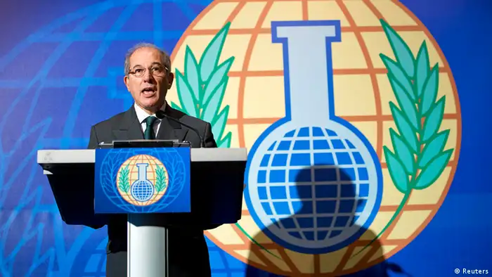 Organisation for the Prohibition of Chemical Weapons (OPCW) Director General Ahmet Uzumcu speaks during a news conference in The Hague October 11, 2013. The OPCW, which is overseeing the destruction's of Syria's arsenal, won the Nobel Peace Prize, the Norwegian Nobel Committee on Friday. Set up in 1997 to eliminate all chemicals weapons worldwide, its mission gained critical importance this year after a sarin gas strike in the suburbs of Damascus killed more than 1,400 people in August. REUTERS/Michel Kooren (NETHERLANDS - Tags: POLITICS CONFLICT)