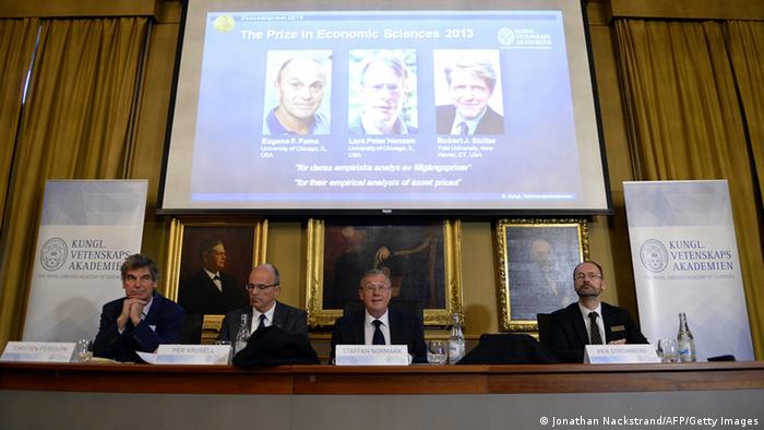 Eugene F Fama, Lars Peter Hansen and Robert J Shiller (photo: JONATHAN NACKSTRAND)