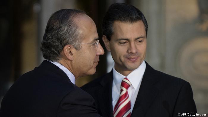 El ex presidente Felipe Calderón y su sucesor, Enrique Peña Nieto.