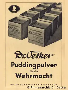 Werbeplakat zur Zeit des Zweiten Weltkriegs. Pressebild: Firmenarchiv Dr. Oetker.