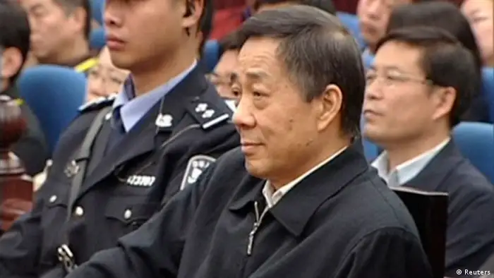 Bo Xilai looks on as the decision of his appeal is announced at the Shandong Higher People's Court in Jinan, capital of east China's Shandong Province in this still image taken from video October 25, 2013. The court in eastern China rejected an appeal by ousted senior politician Bo on Friday and, as expected, upheld his life sentence on charges of bribery, corruption and abuse of power. His career was stopped short last year by a murder scandal in which his wife, Gu Kailai, was convicted of poisoning a British businessman, Neil Heywood, who had been a family friend. REUTERS/China Central Television (CCTV) via Reuters TV (CHINA - Tags: POLITICS CRIME LAW) ATTENTION EDITORS - NO SALES. NO ARCHIVES. FOR EDITORIAL USE ONLY. NOT FOR SALE FOR MARKETING OR ADVERTISING CAMPAIGNS. THIS IMAGE HAS BEEN SUPPLIED BY A THIRD PARTY. IT IS DISTRIBUTED, EXACTLY AS RECEIVED BY REUTERS, AS A SERVICE TO CLIENTS. CHINA OUT. NO COMMERCIAL OR EDITORIAL SALES IN CHINA