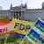 Parteifähnchen (CDU,SPD,FDP, Bündnis 90/Die Grünen) vor dem Reichstagsgebäude (Foto: dpa)