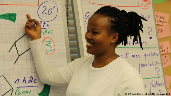 Pascaline Umulisa aus Ruanda, Teilnehmerin des Medientrialogs DR Kongo, Ruanda und Deutschland, organisiert von DW Akademie, finanziert vom Auswärtigen Amt (Foto: DW Akademie/Charlotte Hauswedell).