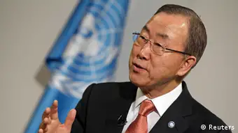 U.N. Secretary General Ban Ki-moon gestures during an interview during the 19th conference of the United Nations Framework Convention on Climate Change (COP19) in Warsaw November 21, 2013. REUTERS/Kacper Pempel (POLAND - Tags: POLITICS ENVIRONMENT)