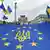Flagge mit EU-Sternen und ukrainischem Hoheitszeichen (Foto: AFP/Getty Images)