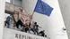 Прапор ЄС на будівлі парламенту Молдови. 2009 рік, демонстрація проти правлячих комуністів Прапор ЄС на будівлі парламенту Молдови. 2009 рік, демонстрація проти правлячих комуністів