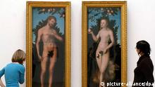 تابلوی آدم و حوا اثر لوکاس کراناخ، نقاش آلمانی قرون ۱۵ و ۱۶ میلادی، در نمایشگاه هنرهای زیبای لایپزیگ