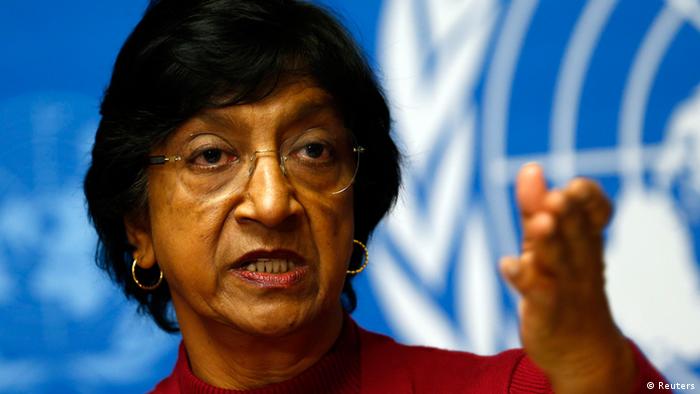 U.N. High Commissioner for Human Rights Navi Pillay gestures during a news conference at the United Nations European headquarters in Geneva December 2, 2013. REUTERS/Denis Balibouse