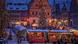 Christmas market in medieval town at night