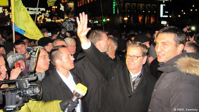 Guido Westerwelle und Vladimir Klitschko in Kiew (Foto: DW)