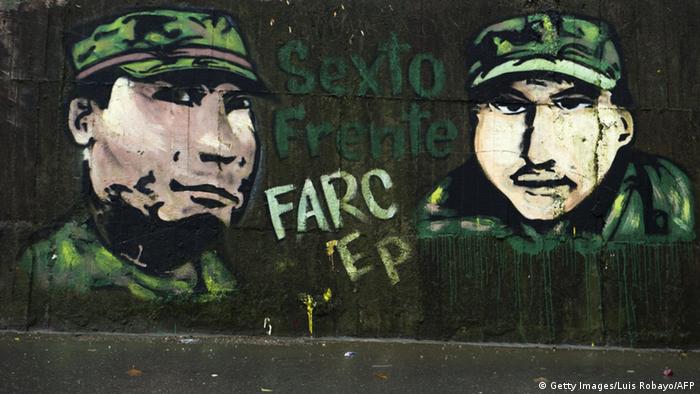 Graffiti von Rebellen der FARC. (Foto: LUIS ROBAYO/AFP/Getty Images)