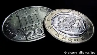 Griechenland Symbolbild Drachmen und EURO