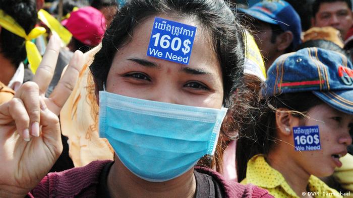 Protest der Textilarbeiter in Kambodscha. Foto: dpa
