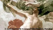 Berlin Schloss Charlottenburg, Neuer Flügel - Deckenbild im Treppenhaus Antoine Pesne Prometheus stiehlt das Feuer vom Sonnenwagen (Detail) Kriegsverlust 1943