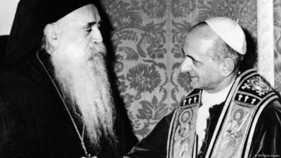 Vaseljenski patrijarh Atenagora I prilikom posete pape Pavla VI Jerusalimu, 5. januara 1964.