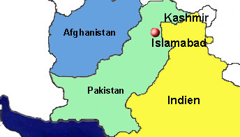 Karte Region: Pakistan, Indien, Afghanistan und Kaschmir
