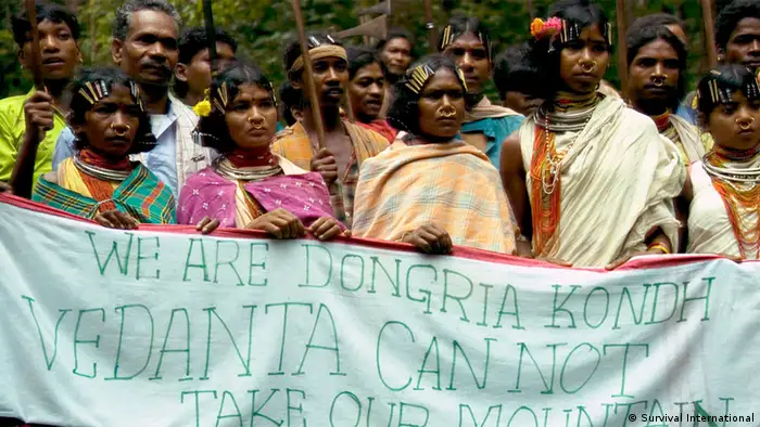 Members of India's Dongria Kondh tribe at a rally 