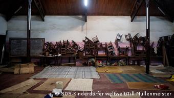 Une école à Bangui qui abrite des déplacés 