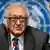 Lakhdar Brahimi 26.01.2014 - UN-Arab League envoy for Syria Lakhdar Brahimi attends a press conference at the United Nations Offices in Geneva on January 26, 2014. Syria's regime and opposition discussed prisoner releases on the second day of face-to-face peace talks in Geneva. With no one appearing ready for serious concessions, mediators are focusing on short-term deals to keep the process moving forward, including on localised ceasefires, freer humanitarian access and prisoner exchanges. AFP PHOTO / FABRICE COFFRINI (Photo credit should read FABRICE COFFRINI/AFP/Getty Images)