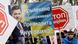 Yanukovych on protest banner Yanukovych on protest banner
