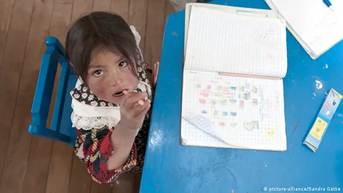 A child at a kindergarten in Peru