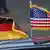 German and American Flag during the Arrival U.S. President BarackObama on the Airport Tegel
