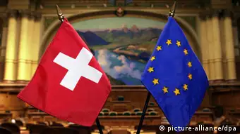 Symbolbild Schweiz EU Flagge