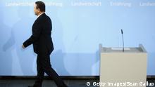 BERLIN, GERMANY - FEBRUARY 14: German Agriculture and Consumer Protection Minister Hans-Peter Friedrich departs after announcing his resignation to the media on February 14, 2014 in Berlin, Germany. Friedrich has resigned after he admitted that he shared information with German Social Democrats leader Sigmar Gabriel in October, 2013 while Friedrich was still Minister of Interior regarding possible suspicions of child pornography possession by Bundestag member Sebastian Edathy, long before police raided Edtahy's office and home last weekend. (Photo by Sean Gallup/Getty Images)