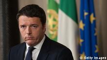 ROME, ITALY - FEBRUARY 17: Former Mayor of Florence, Matteo Renzi, talks to the media after he has been appointed new Prime Minister by President Giorgio Napolitano (not in picture) at the Quirinale on February 17, 2014 in Rome, Italy. The apponitment of Metteo Renzi follows the resignation of Enrico Letta, after he was ousted in a vote, called by Renzi, at a meeting of their centre-left Democratic Party. (Photo by Giorgio Cosulich/Getty Images)