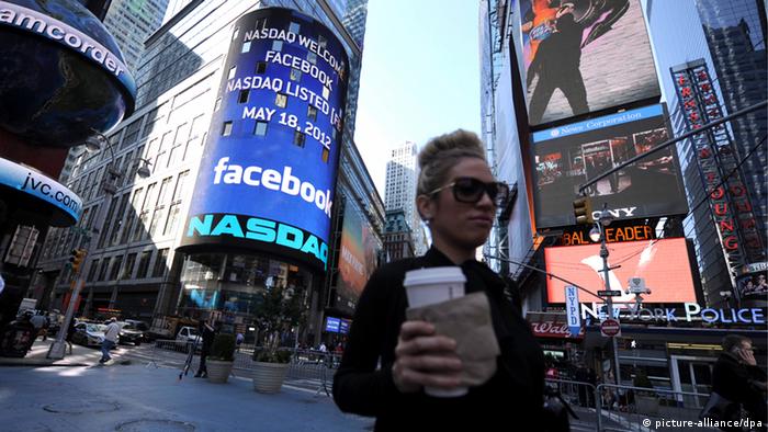 Facebook Nasdaq Aktie Anzeige Börse New York USA