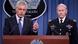 Chuck Hagel raises his finger emphasize a point while speaking during a White House press conference. Chuck Hagel raises his finger emphasize a point while speaking during a White House press conference.