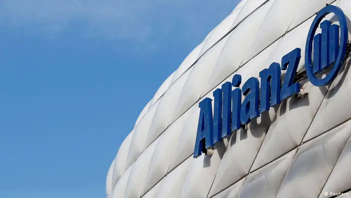 Allianz Versicherung Logo - The logo of Europe's biggest insurer Allianz SE is pictured at the Allianz Arena soccer stadium in Munich February 26, 2014. Allianz will hold their company's annual news conference on February 27, 2014. REUTERS/Michaela Rehle (GERMANY - Tags: BUSINESS LOGO)