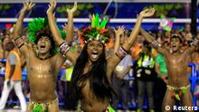 Revellers of the Mangueira samba school participate in the annual Carnival parade in Rio de Janeiro's Sambadrome, March 3, 2014 REUTERS/Pilar Olivares (BRAZIL - Tags: ENTERTAINMENT SOCIETY) TEMPLATE OUT