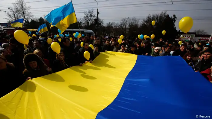Ukraine pro-ukrainische Demonstration in Simferopol 9.3.2014