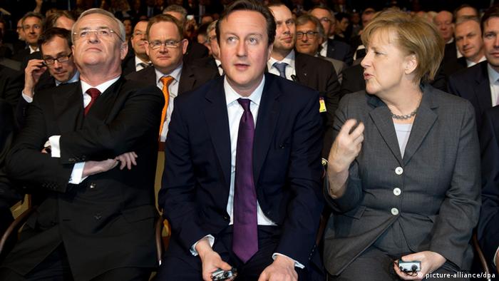 Cebit 2014.: Winterkorn, David Cameron, Angela Merkel