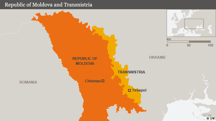 Map of Moldova and the Transnistria Region