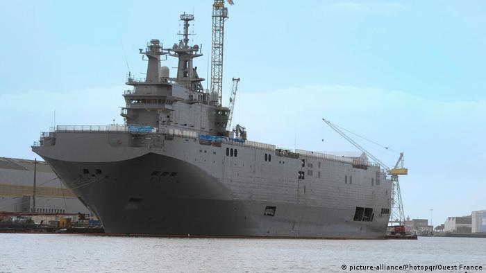 The Vladivostok warship, a Mistral class LHD amphibious vessel ordered by Russia, at the STX France shipyard in France (Photo: PHOTOPQR/OUEST FRANCE/Franck Dubray)