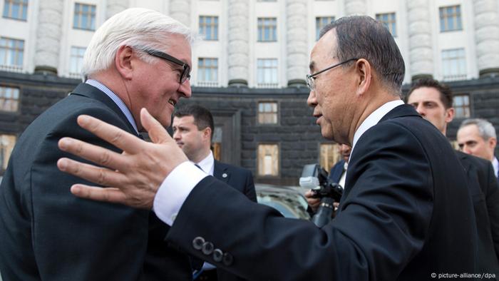 Bundesaußenminister Frank-Walter Steinmeier und UN-Generalsekretär Ban Ki Moon in Kiew (Foto:picture-alliance/dpa)