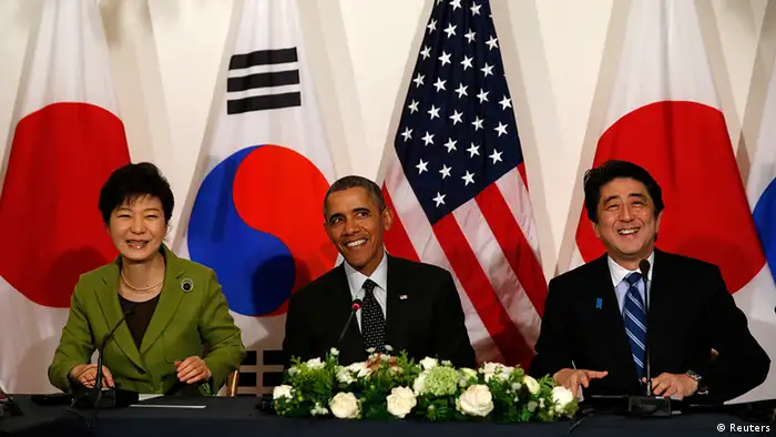 Niederlande Treffen zwischen Obama Park Geun-hye und Shinzo Abe in Den Haag
