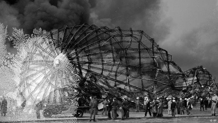 USA Deutschland Galerie Zeppelin Das Luftschiff Hindenburg explodiert in Lakehurst (AP)